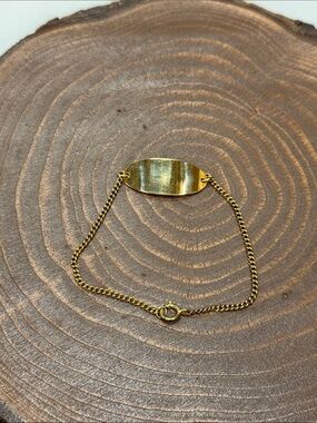 Gold Filled ID Plate Chain Bracelet - Women's Jewelry